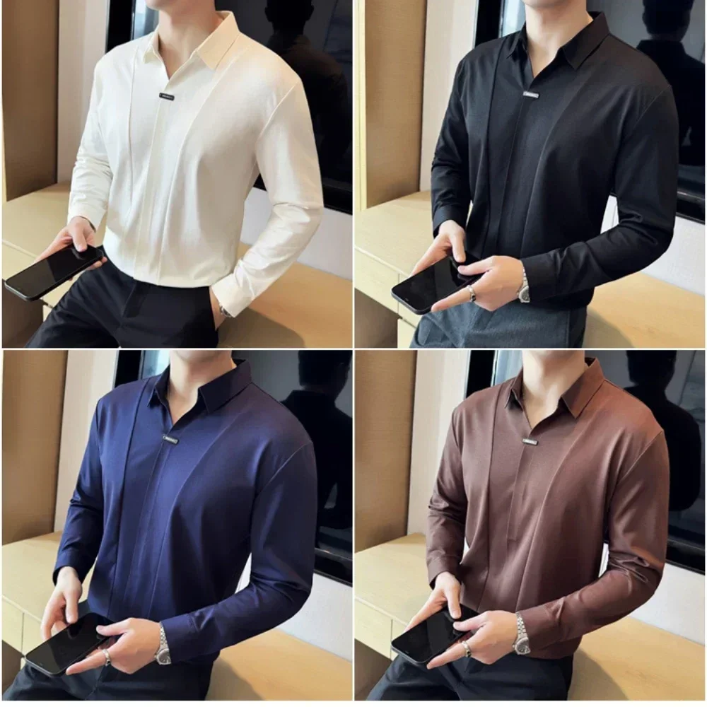 Специальная рубашка поло с V-образным вырезом и длинными рукавами Мужская