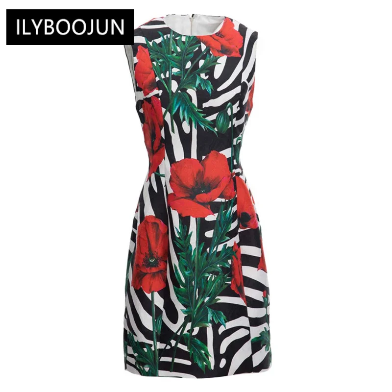 

Dresses For Women 2022 Luxury Designer Runway Elegant Short Sleeveless Black & White Stripe Floral Vintage Mini Party Dress