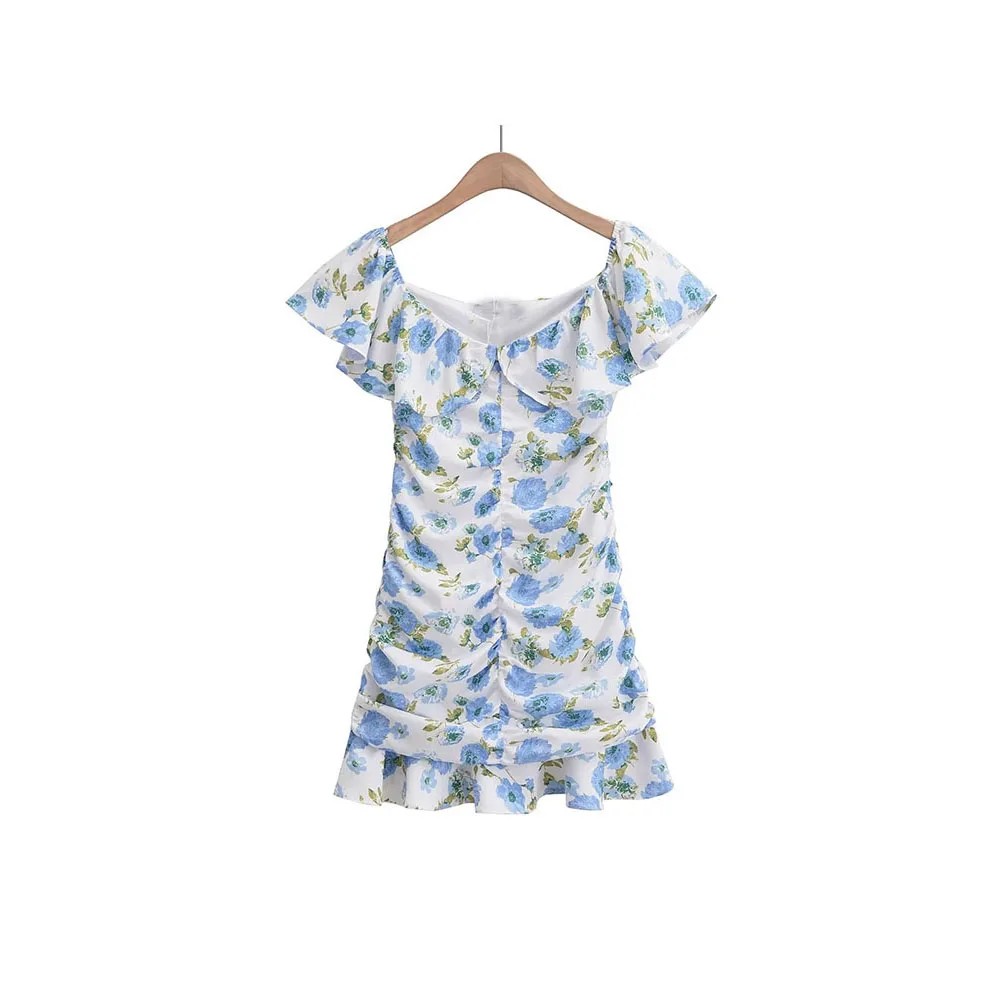

Женское цветочное мини-платье без рукавов PB & ZA, длинное плиссированное платье с открытой спиной, лето 2023