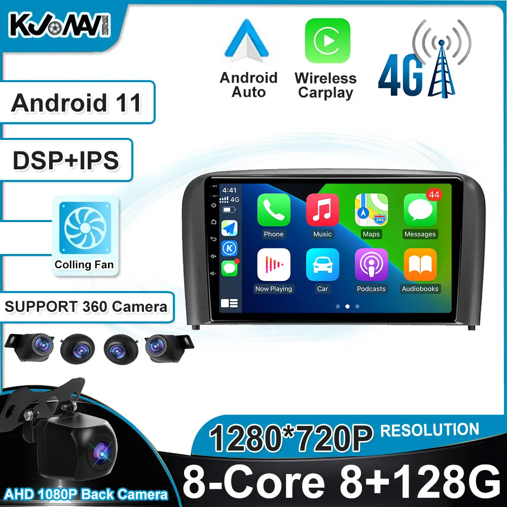 

Carplay Android 11,0 автомобильный радиоприемник, мультимедийный стереоплеер, Wi-Fi, автомобильный GPS-навигатор для Volvo S80 1998 - 2006