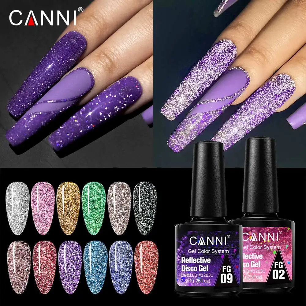 Фото Canni 7,3 мл Светоотражающий блестящий гель Sparkle Disco Лак для ногтей Гель для замачивания УФ-светодиодный гель для ногтей Супер лазерный полуперманентный №2