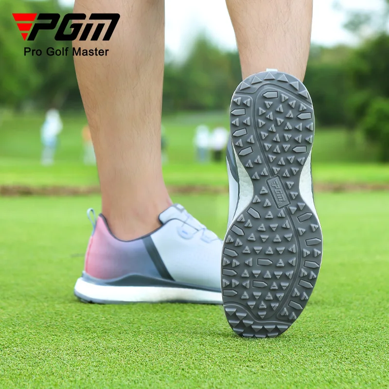New Men's Golf Sneakers Golf Men's Shoes Button Shoe Laces Anti-Slip Waterproof Breathable Popcorn Soft Sole Outdoor Sports Shoe
