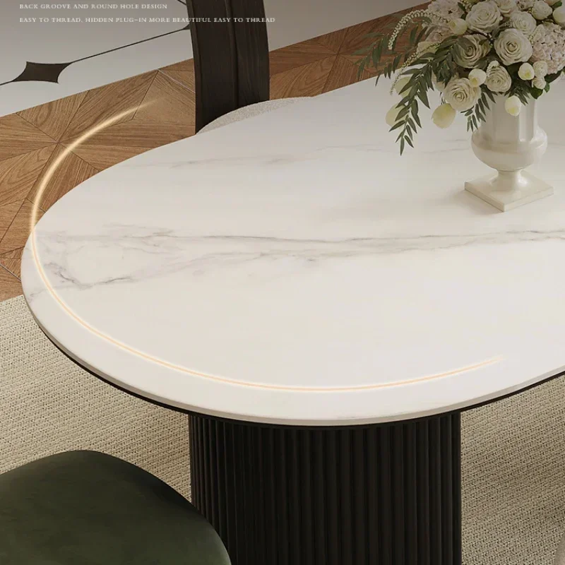 Кухонный овальный обеденный стол дизайнерский кофейный мрамор сидячий