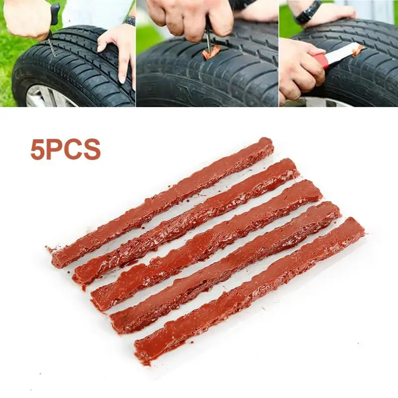 

Durable Tire Strips 5pcs Seals Universal Tubeless Rubber Stiring Glue Tire Repair Strip For Car Motorcycle Bike Tyre