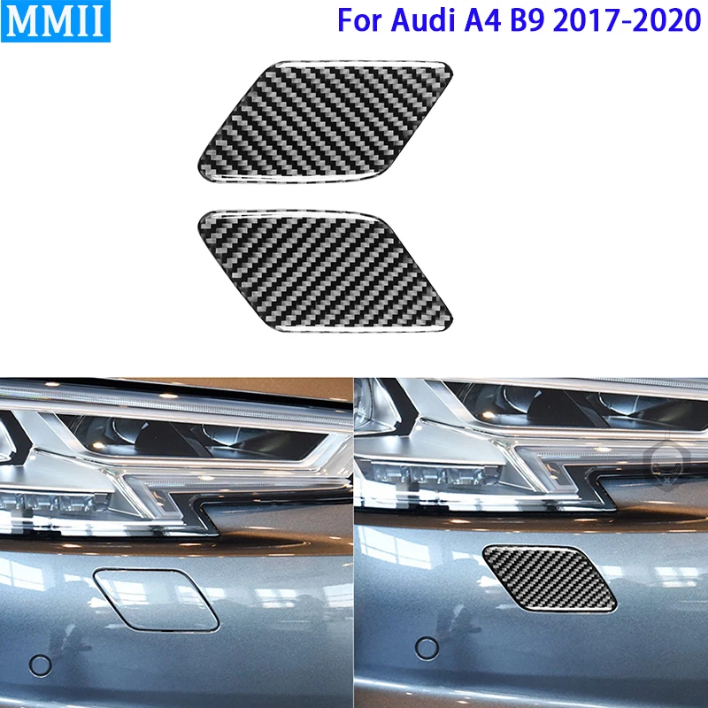 

RRX For Audi A4 B9 2017-2020 Car Headlight Cleaning Panel Trim Cover Real Carbon Fiber Decorative Trim Auto Style Accessories