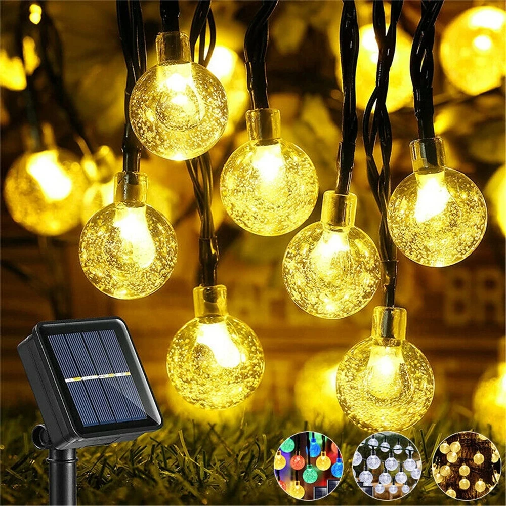 

Retro Bulb Solar-Powered String Lights with 20/30/50/100 LEDs for Hanging in the Garden or Outdoors as Charming Fairy Ball Lamp