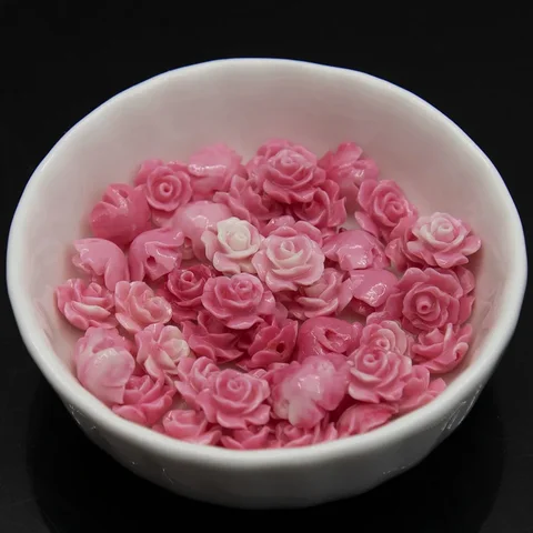 Бусины из смолы с камелией и розой 10мм 10шт