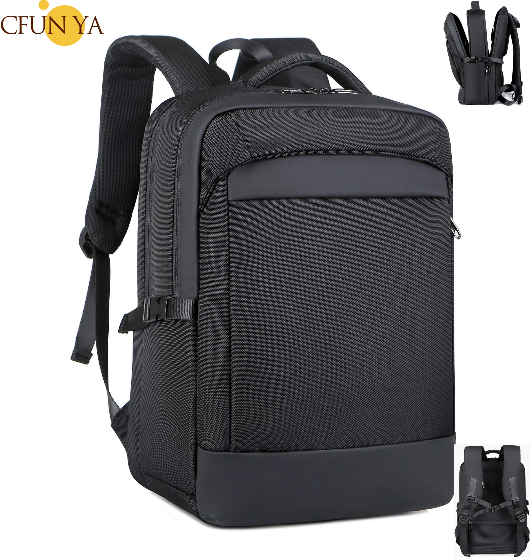 

CFUN YA New Luxury Black Business Backpack For Men 15.6 Computer Backpacks Teen Student Bookbag Travel Rucksack Laptop Back Bag