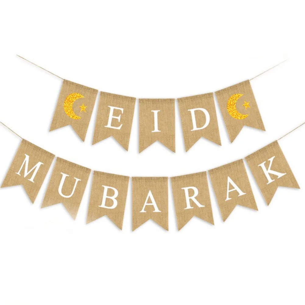 

Brand New Bunting Banner 13X18CM 2pcs Can Be Hung On Walls Create Great Memories Create Special Eid Mubarak Gunny