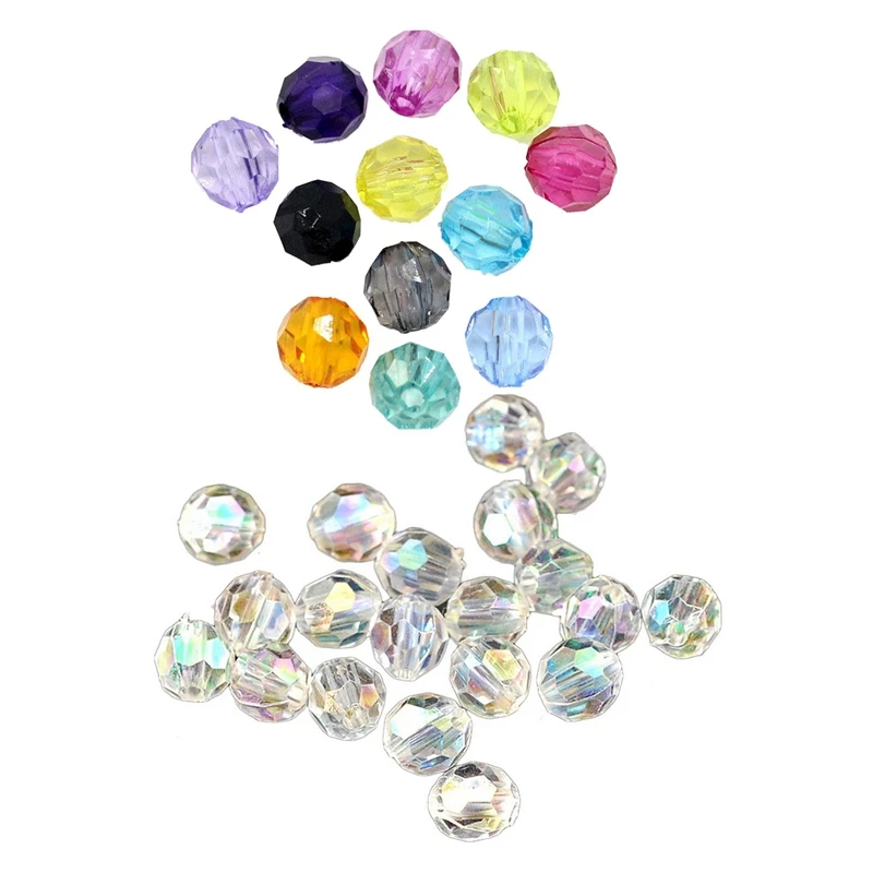 

1000 шт., граненые круглые шарики, случайный цвет/прозрачные, цвет AB, 6 мм x 6 мм (2/8 дюймов x2/8 дюймов)