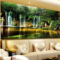 forest waterfall landscape 5d diy diamond painting full round diamond cross stitch wall painting pictures living room home decor