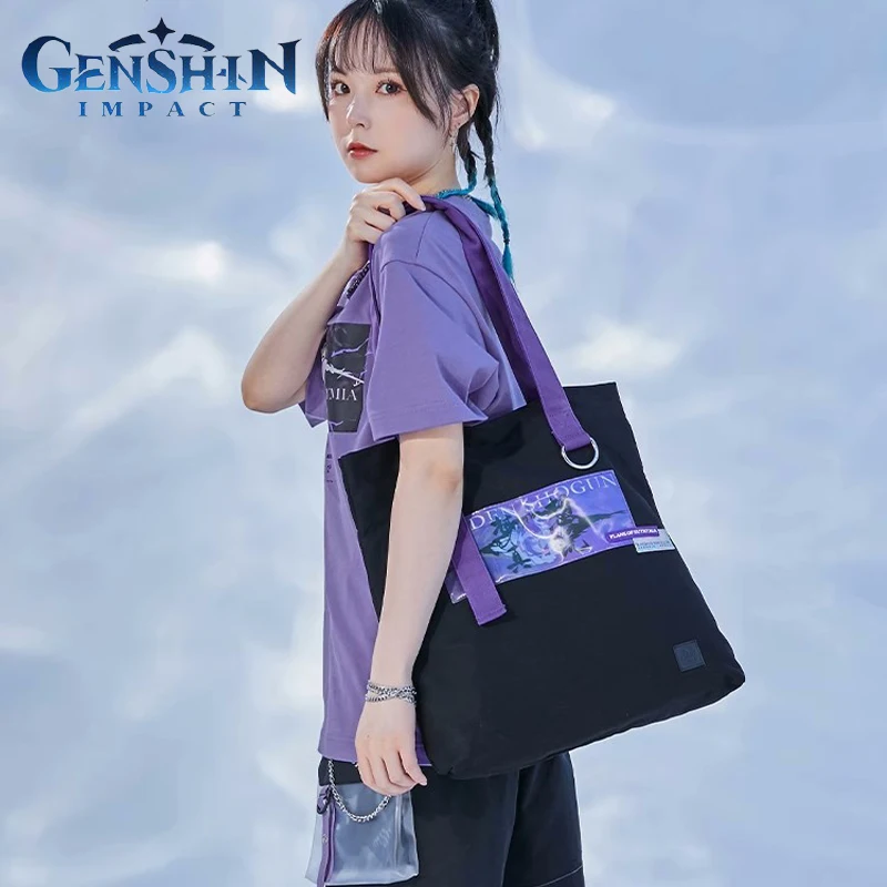 

Оригинальная сумка для косплея Genshin Impact Raiden Shogun, Большая вместительная Холщовая Сумка через плечо, аниме-игра, Хэллоуин, реквизит для косплея, рождественский подарок