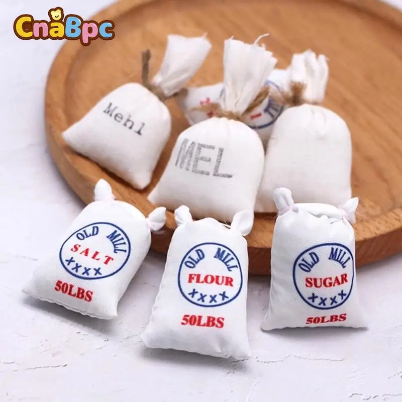 

1:12 Dollhouse Miniature Flour Condiment Spice Bag Egg Beater Rolling Pin Cream Bread Cake Model Kitchen Bake Scene Decor Toy