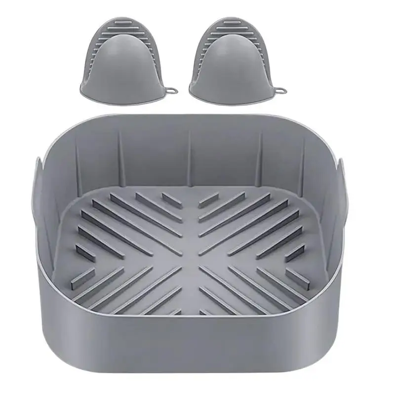 

Silicone Air Fryer Pot Reusable Air Fryer Silicone Basket Easy Cleaning Silicone Baking Tray Cooking Oven Accessories Air Fryer