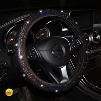 car seat cover set steering wheel 38cm elastic grip colorful hot stamping four seasons ringless pu leather auto interior decor b