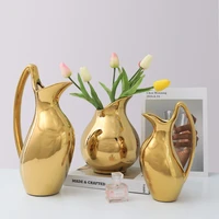 aesthetic simplicity creative kettle shape electroplating silver golden ceramic countertop floor vase home dried flower ornament