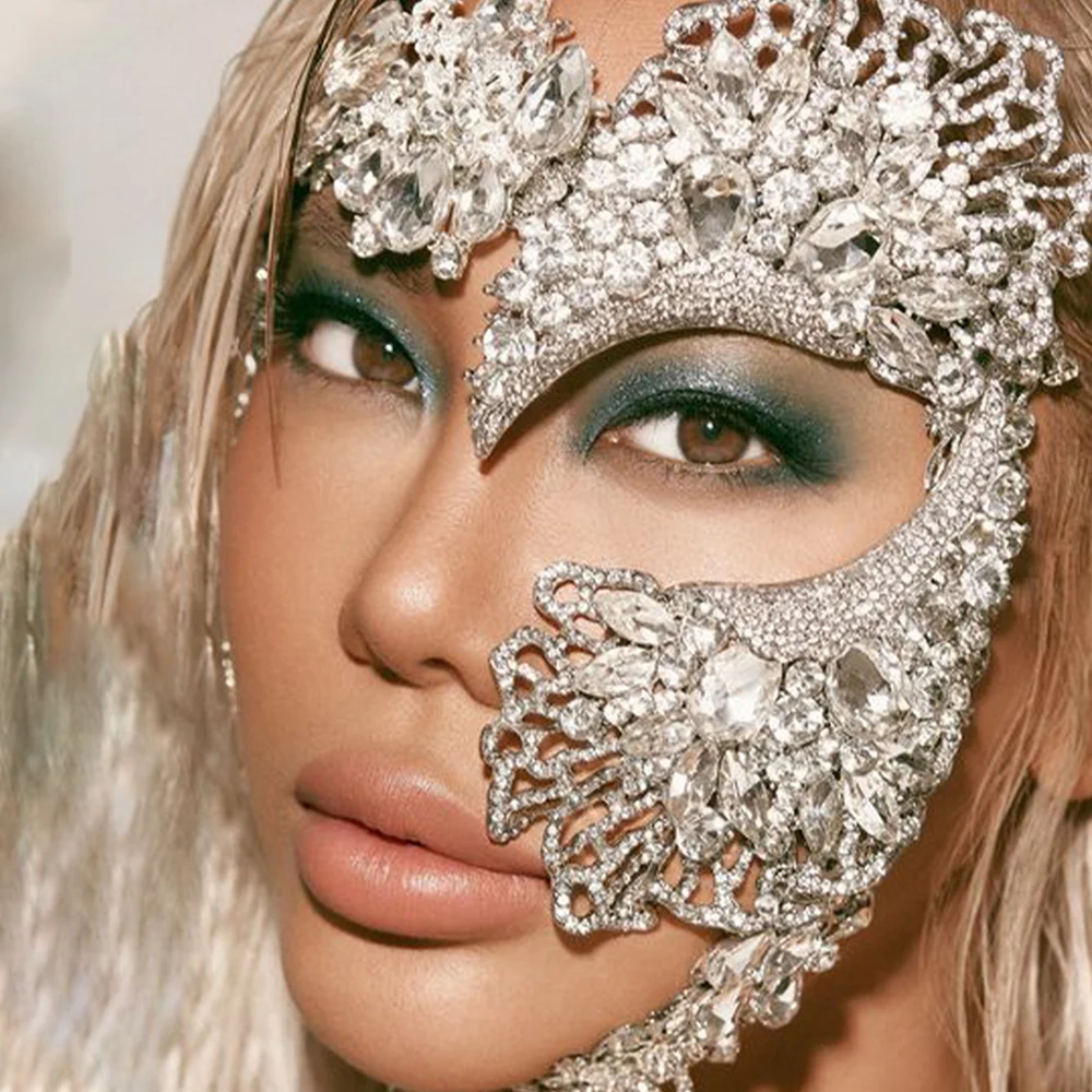 

XSBODY Cubic Zirconia Halloween Mask 2022 for Women Decoration Accessories Jewelry Costumes Party Masks Birthday Wedding Females