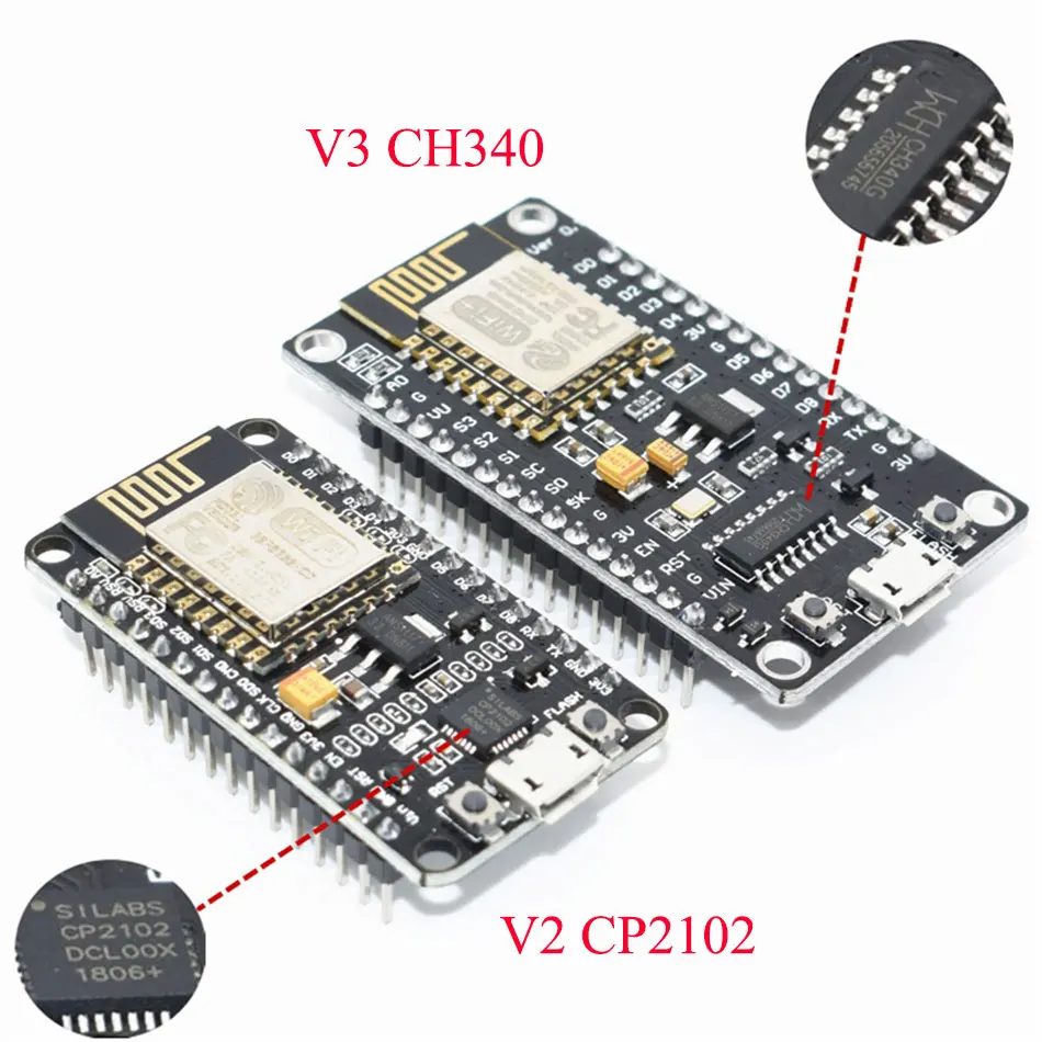 

Wireless module CH340/CP2102 NodeMcu V3 V2 Lua WIFI Internet of Things development board based ESP8266 ESP-12E with pcb Antenna