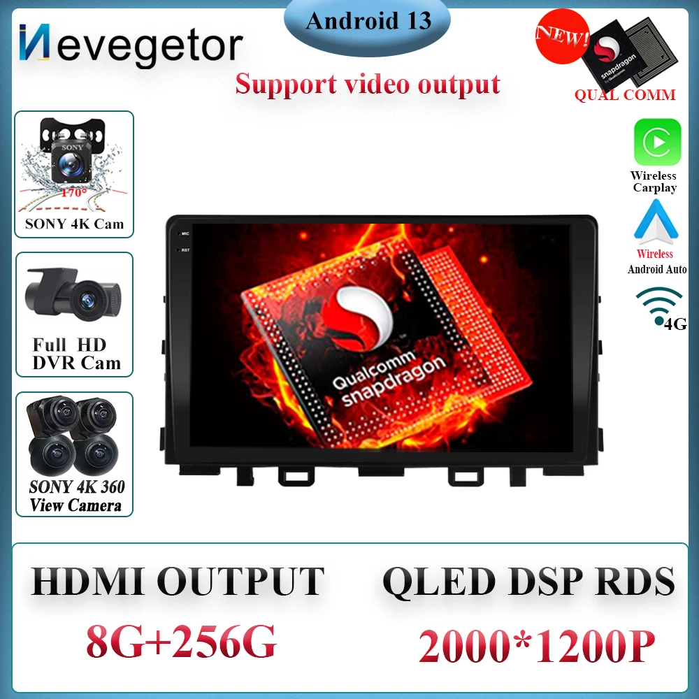 

Android 13 Qualcomm Snapdragon для Kia RIO YB 2016 2017 2018 2019 2020 мультимедийный видеоплеер DSP CarPlay GPS DVD 2Din IPS