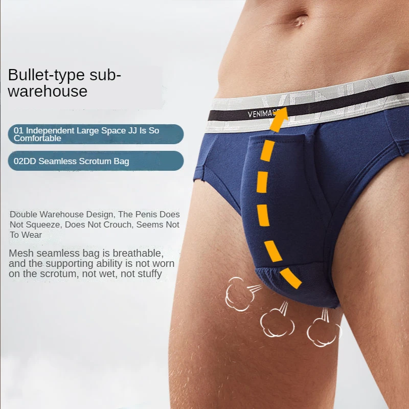 Sense Naked Men's Underwear High-grade Sexy Briefs Separate Boxer Big Scrotum Bag Leggings Low Waist Shorts Men Sexy Underwear