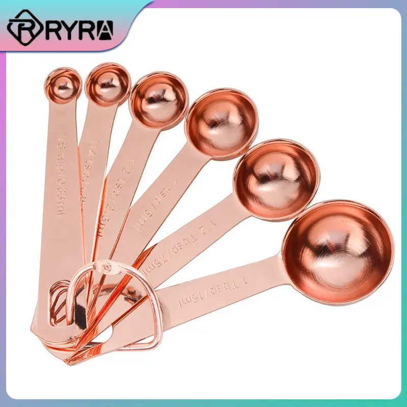 

Rose Gold Measuring Spoon Set Stainless Steel Measuring Spoon Mulitfunctional Kitchen Measuring Spoon Home Kitchen Baking Tools