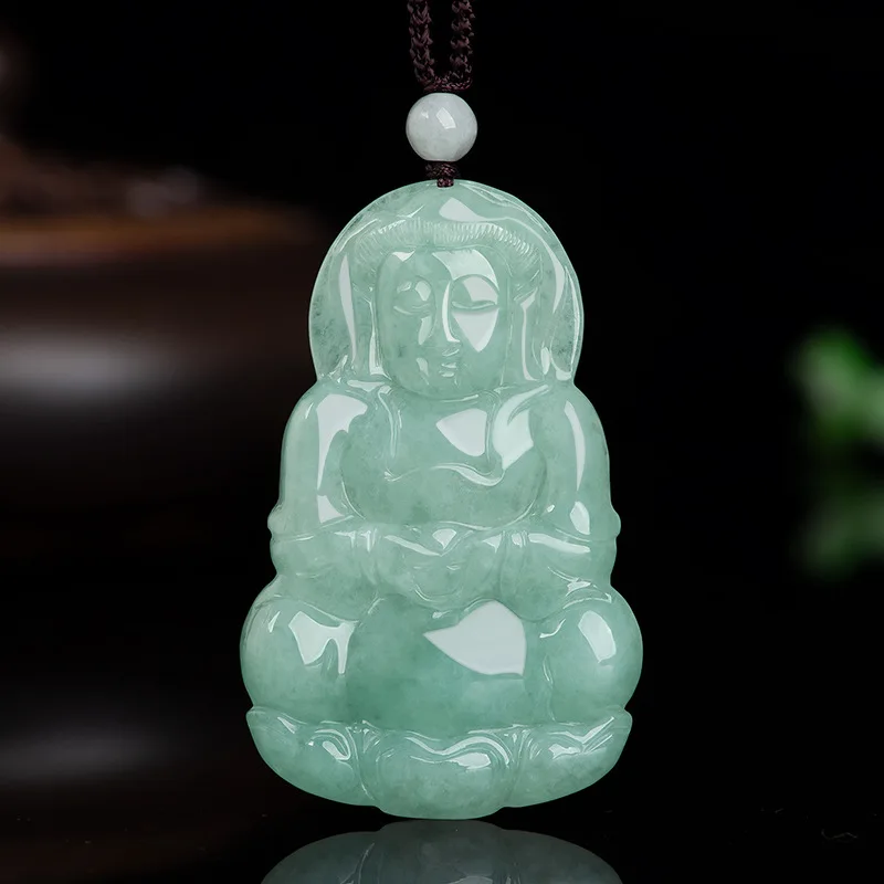 

Hot Selling Natural Jade Guanyin Buddha Pendant Hand-carved Jadeite Necklace Fashion Jewelry Men Women Luck Gifts Amulet