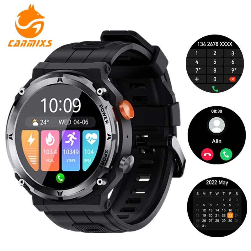 

Canmixs Smartwatch Bluetooth Calling Smartwatch Heart Rate Blood Oxygen Sleep Monitor Voice Assistant Sport Watch For Men Women