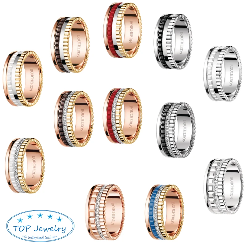 

BOUCHERON PARIS French Luxury Brand Jewelry High Quality 925 Sliver Rose Gold quatre Porcelain Turnable Ring For Lover