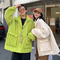 winter womens corduroy parka womens korean version loose diamond plus size womens elegant lapel harajuku jacket couple jacket