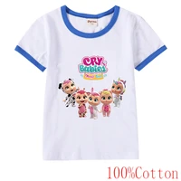 2022 disney cry babies funny t shirts boys summer clothes cartoon baby girl tops kids clothes teens clothing
