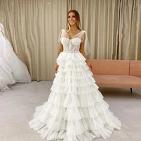 Designer Sweet Wedding Dresses Designer Tiers Tulle Skirt Bridal Gowns Sheer Straps Formal Engament Outfits Vestido De Novia