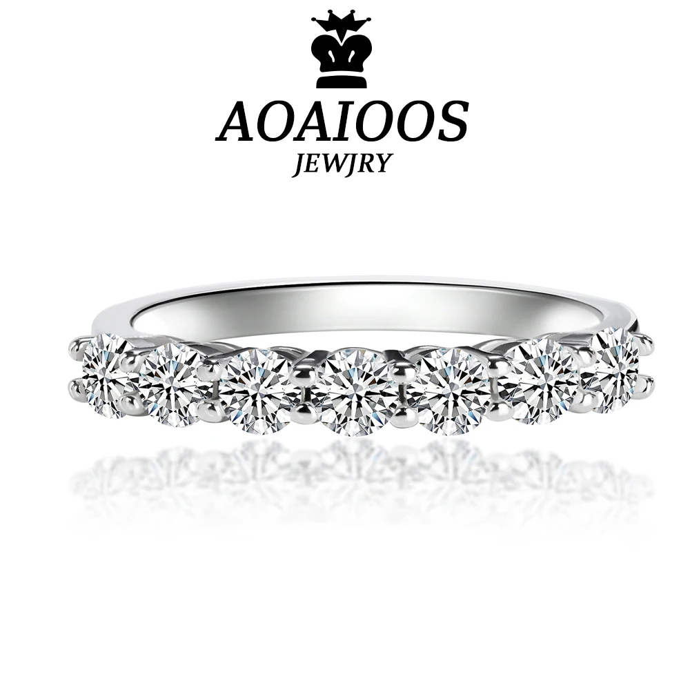 

Женское кольцо для вечности с муассанитом, 7 принцесс, D VVS1, круглые кольца с чистым бриллиантом, обручальные кольца с муассанитом для женщин