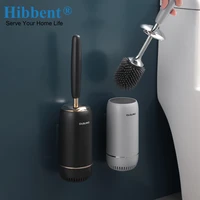 hibbent tpr toilet brush wall mounted long handled silicone cleaning brush no dead corner cleaning tools bathroom accessories