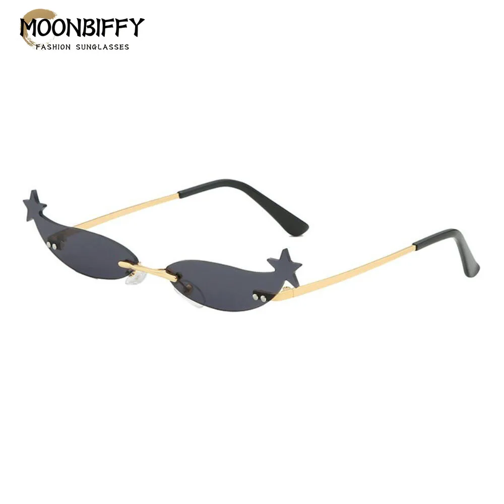 

Metal Rimless Sunglasses European and American Personality Funny Star Glasses Unisex Streetwear Eyewear Fashion Party Glasses