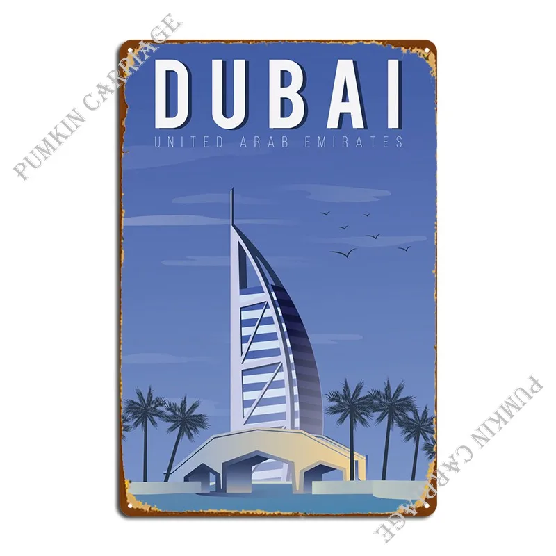 

Ретро Дубай настенный художественный металлический знак украшение настенный налет классический жестяной знак плакат