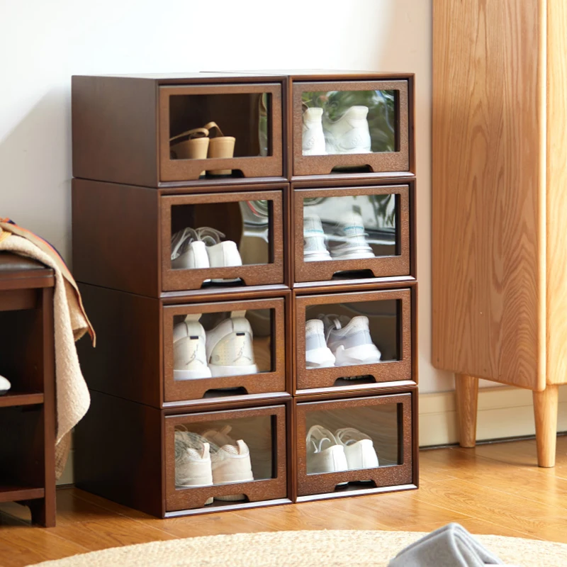 Solid Wood Shoe Cabinets Sock Box Home Living Room Furniture Dustproof Rack Luxury Drawer Type Storage Shoes Organizers |