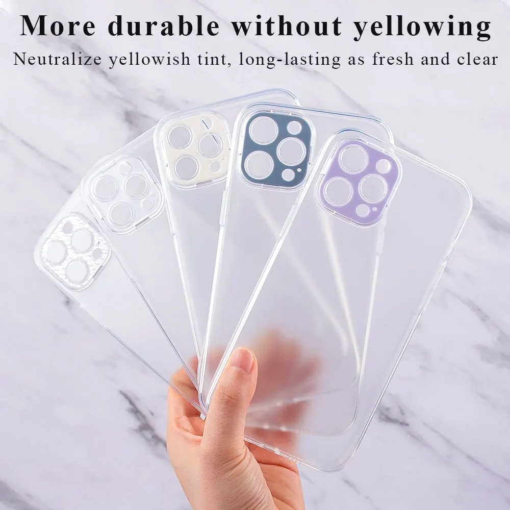 

Transparent Phone Case For IPhone 13Pro 12Pro 11Promax Electroplated PC Grinding Ultrathin Camera Lens Protector