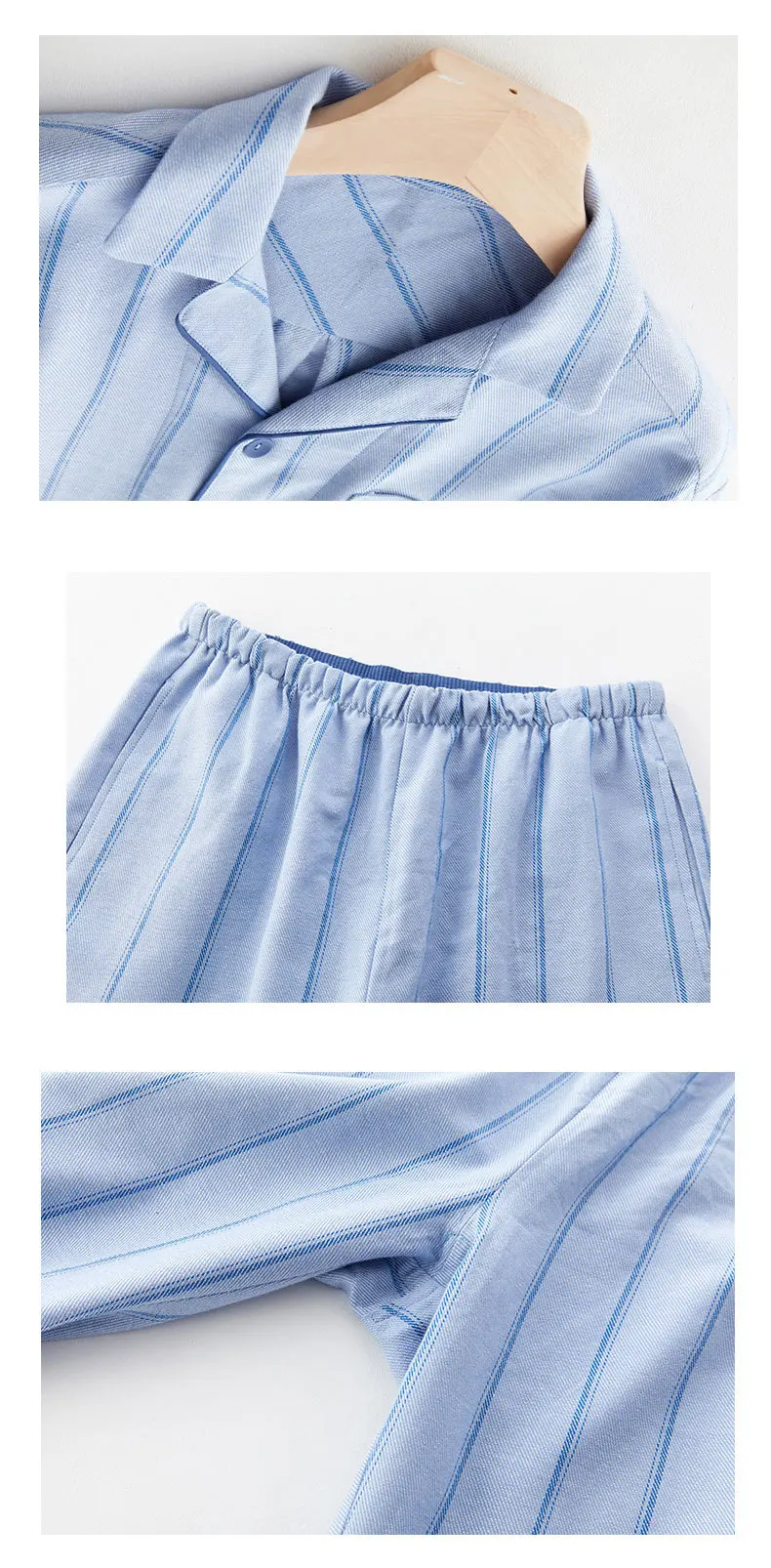 Spring and Autumn New Style Couple Pajamas Long Sleeve Pants Set 100% Cotton Stripe Casual Home Wear for Men and Women sleepwear