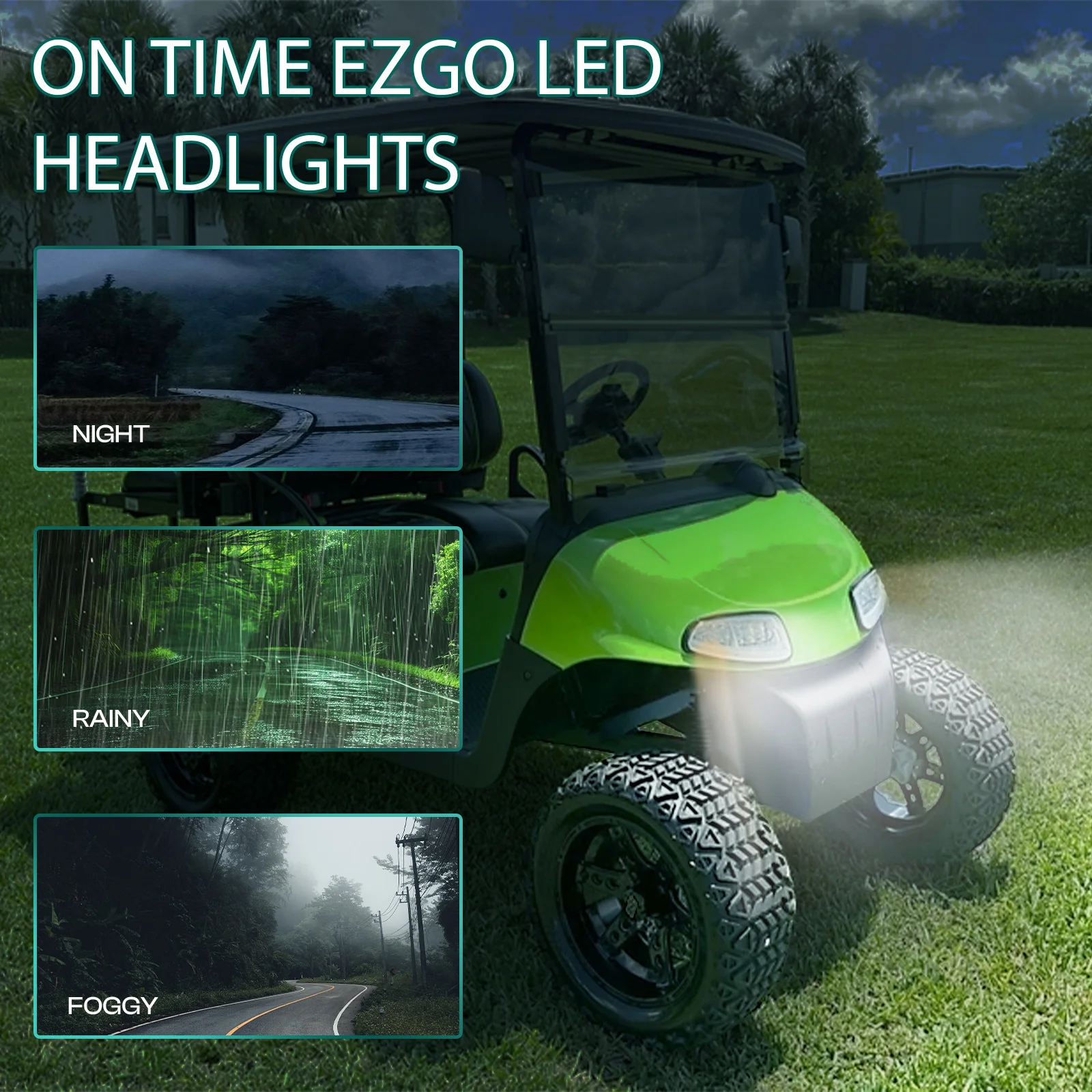Фото Светодиодные фары для гольф-каров, подходят для EZGO RXV 2008-2015 (бензиновые и электрические модели), OEM 607439-1, 607438-1 №5