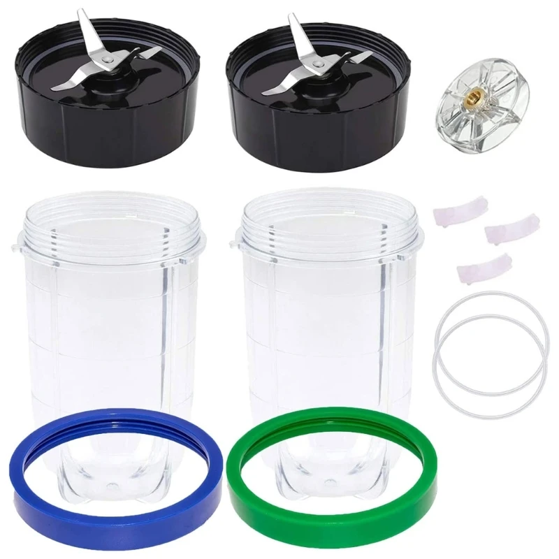

12 PCS 16OZ Replacement Cup with Shock Pads&Top Gear&Gaskets&Shock Pad&Lip Rings for MB1001 Series Blender