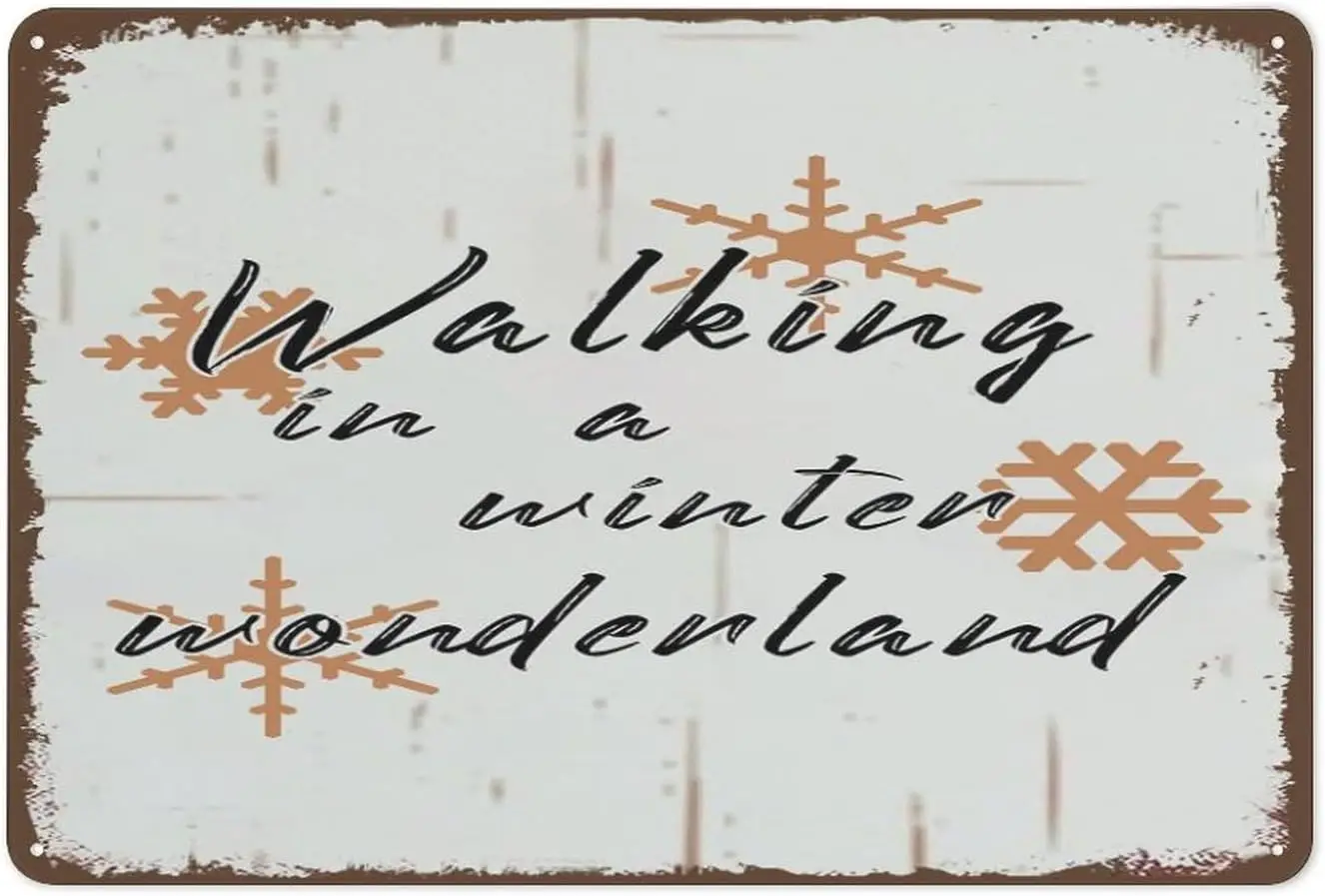 Walkng n A Wnter Wonderland Metal Sgn Snowflake Sgns Vntage Tn Новинка Металлическая Пластина Christmas Wall Decor fo