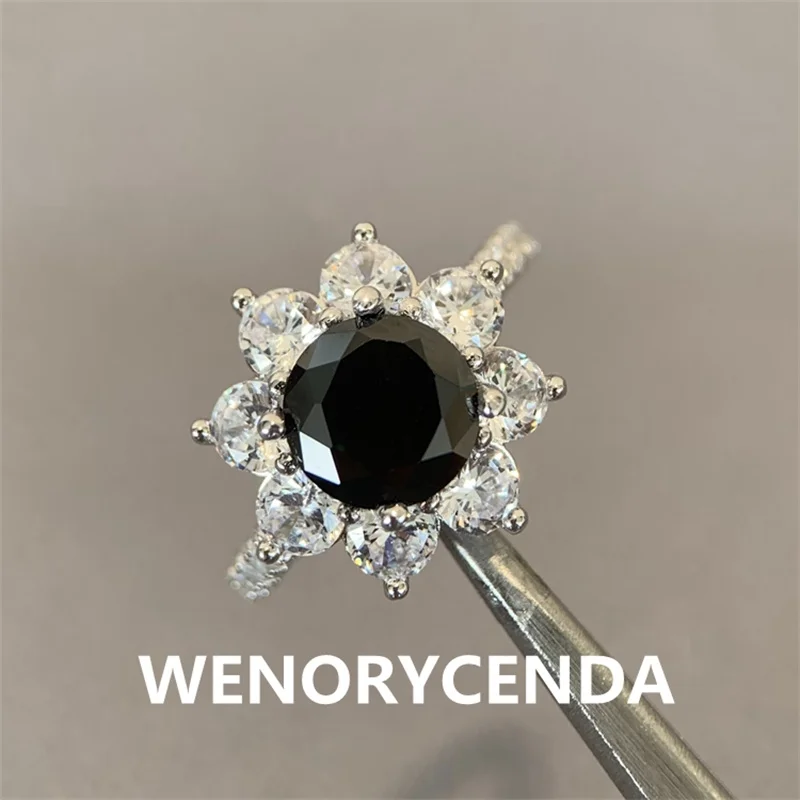 Real Moissanite Rings 2CT  sunflower RING 925 Sterling Silver colour Moissanite Four claws Fashion holiday gift jewelry