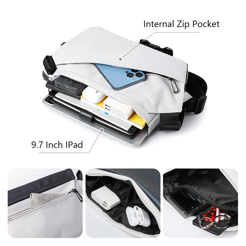 Men's Simple Messenger Bag Luxury 9.7inch IPad Large Capacity Waterproof Business Bag Men for Phone Multifunction Shoulder Bag