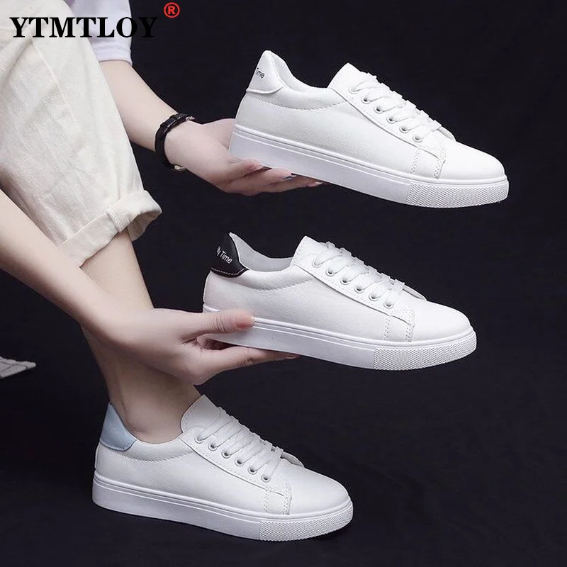 

Vulcanize Sneakers Spring Summer Casual Shoes Women PU Leather Platform Shallow Lace-up Sport Shoes Zapatos De Mujer White