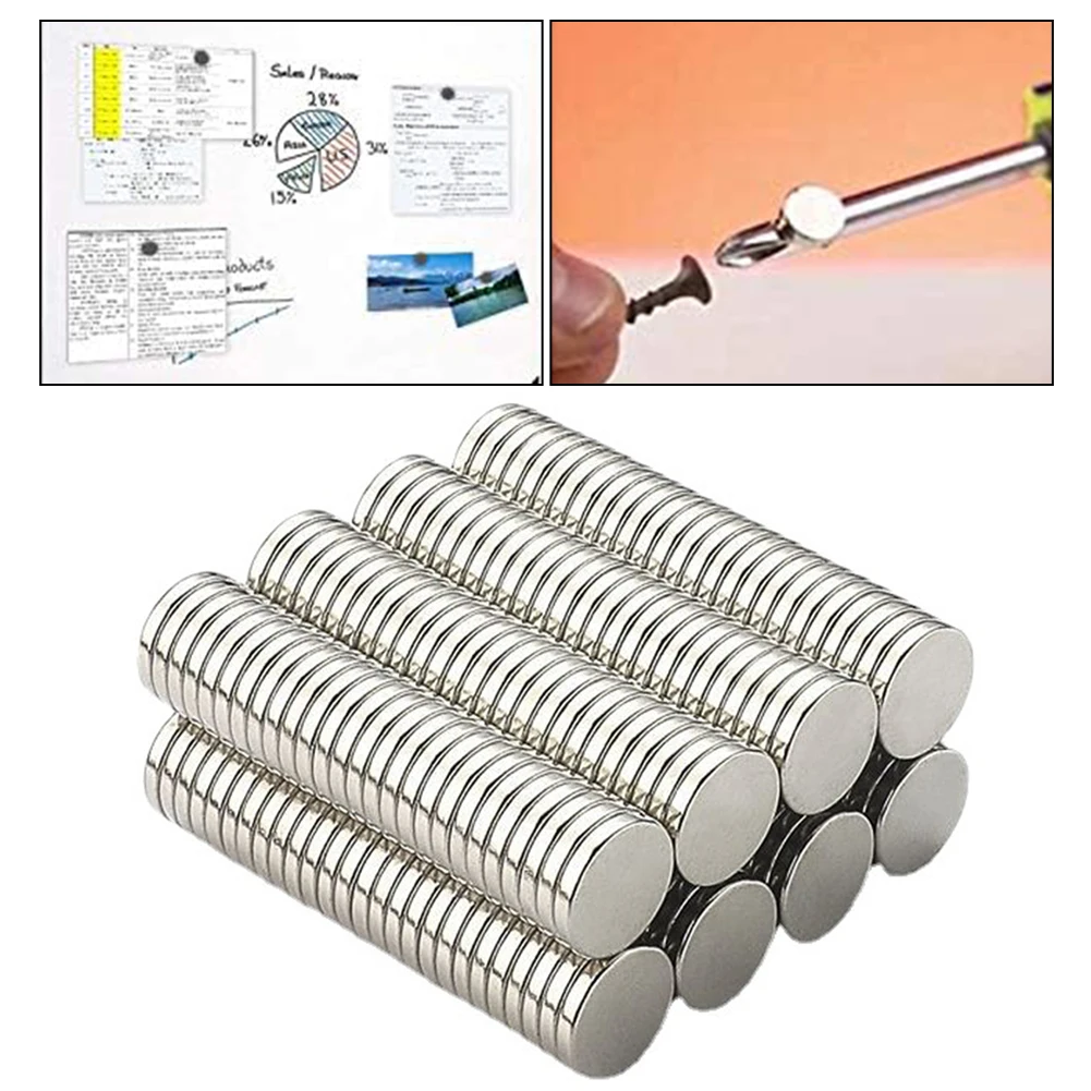 100 Pcs Neodymium Strong Magnets Cylinder Magnet 8mm Dia Thick Herramientas Taladros Multimeter Metal Detector