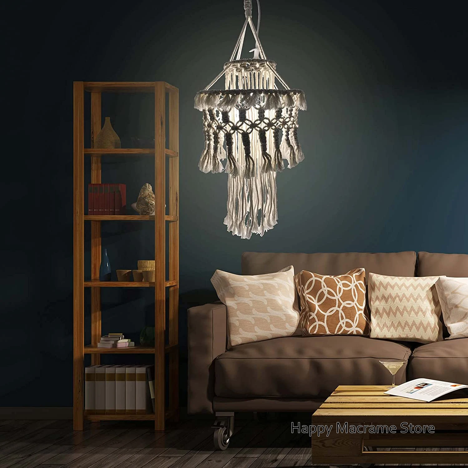 Лампа-макраме ручной работы тканая лампа-Тень для современной офисной спальни