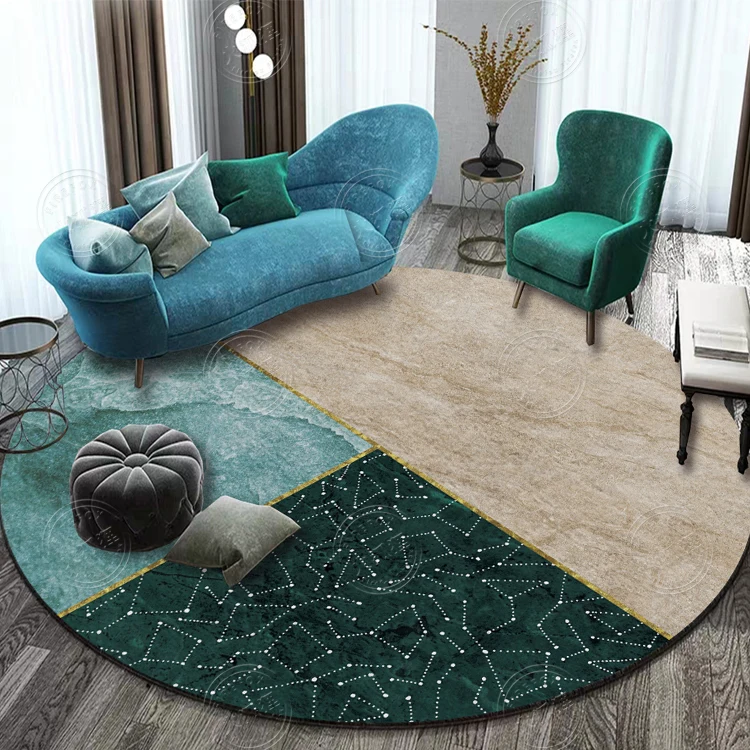 

New Design Anti Slip Rugs Home Decoration Geometric Round Carpet Rugs Abstract Art Modern Printed Carpets Floor Mat For Bedroom