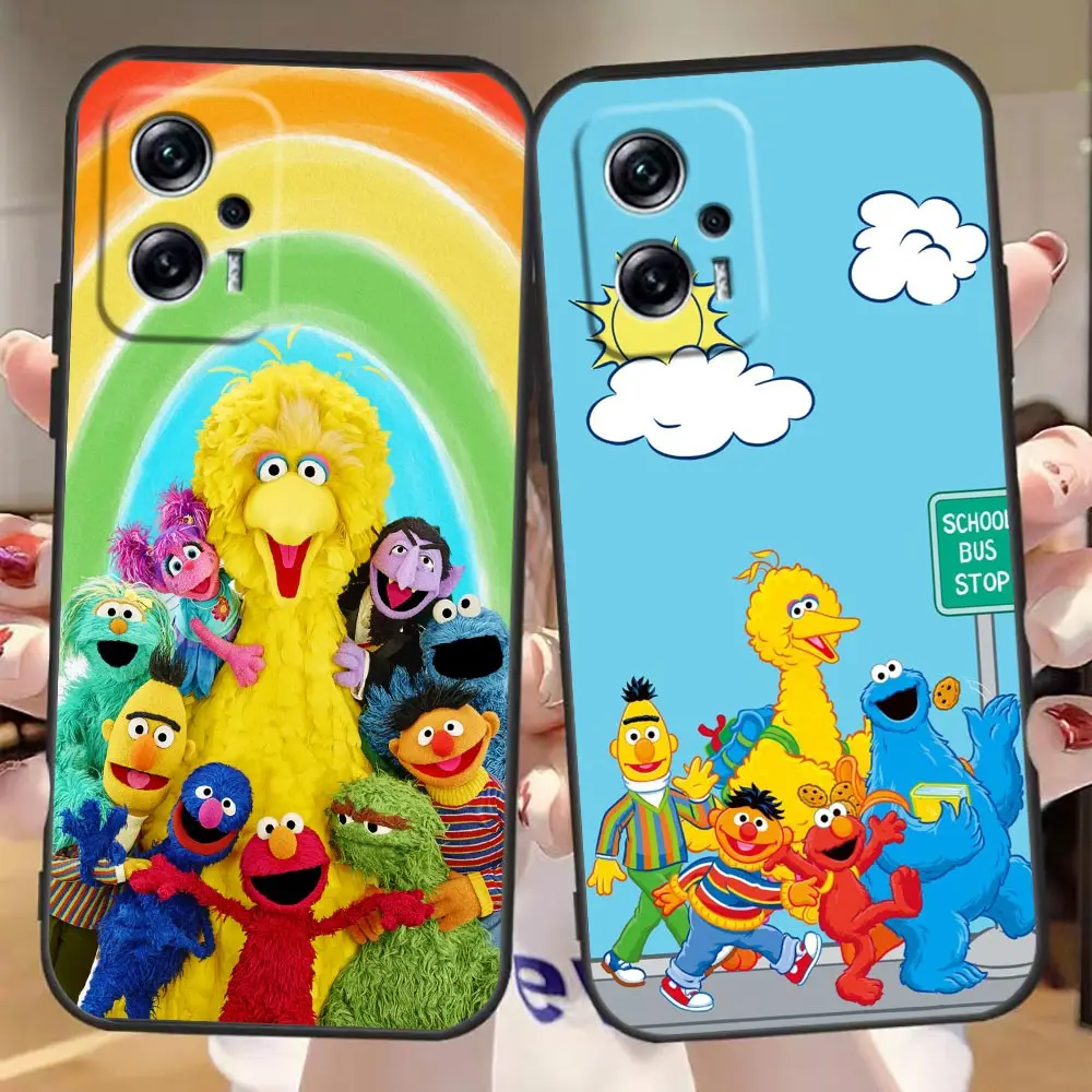

Phone Case For Redmi Note 11 10 9T 9S 9 8T 8 7 6 5 5A 4 3 A1 GO Pro Aprime 5G 4G Black Soft Silicone Fundas Anime Sesame Street
