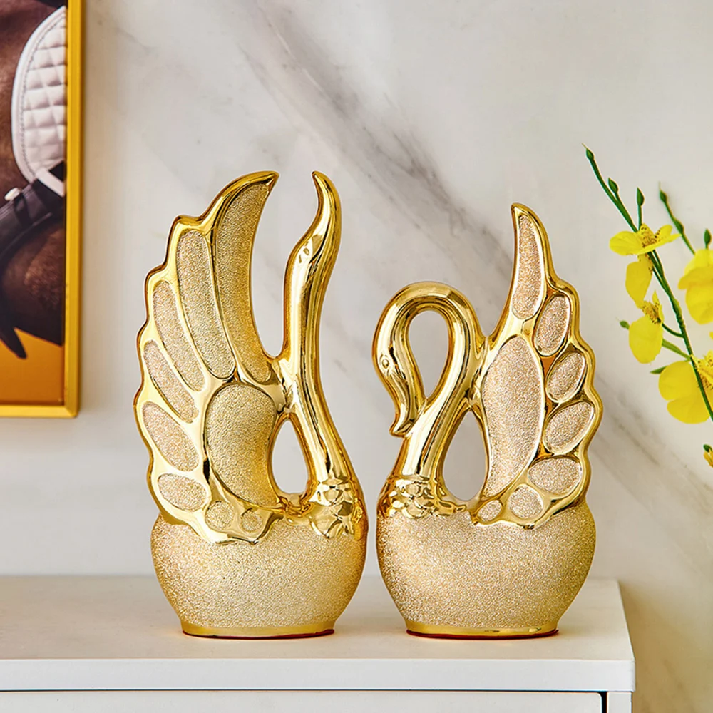 

Creative Modern Ceramic Craft Swan Living Room Bedroom Decor Gifts for Friends Home Furnishings Statue Sculpture