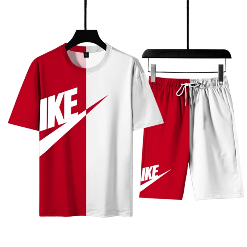 

2023 New Sport Set Summer Streetwear Fashion Set Men's Oversized High Quality Print T Shirts Shorts Sets 2 Piece Casual Outfits